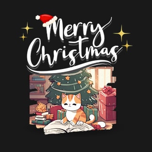 Christmas Cat Design T-Shirt T-Shirt
