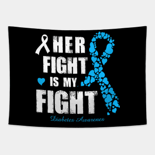 Her His Fight Is My Fight Diabetes Awareness Retro Ribbon Gift Tapestry