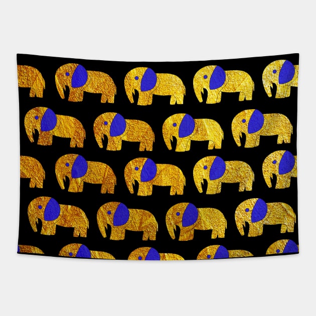 elephant painting in ecopop pattern arts in dark Tapestry by jorge_lebeau