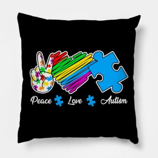 Peace Love Autism Awareness Gift for Birthday, Mother's Day, Thanksgiving, Christmas Pillow