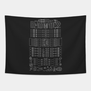 V8 Teardown (White) Tapestry