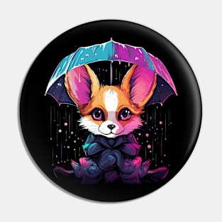 Fennec Fox Rainy Day With Umbrella Pin