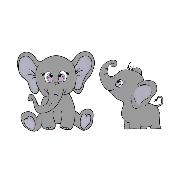 Two cute little elephants drawing by ErykMaja