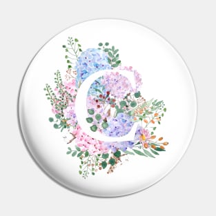 botanical monogram alphabet C hydrangea flowers Pin