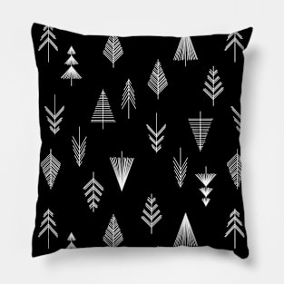 White and Black Winter Forest, abstract pattern Pillow