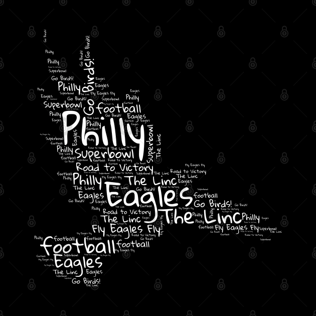 Philly birds white word art football by PixieMomma Co