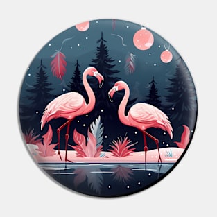 Flamingo Flock Sunset, Love Flamingos Pin