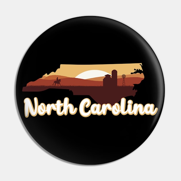 North Carolina Horse Riding Cowboy Vintage Barn Windmill Pin by kalponik