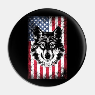 Patriotic Siberian Husky American Flag Pin