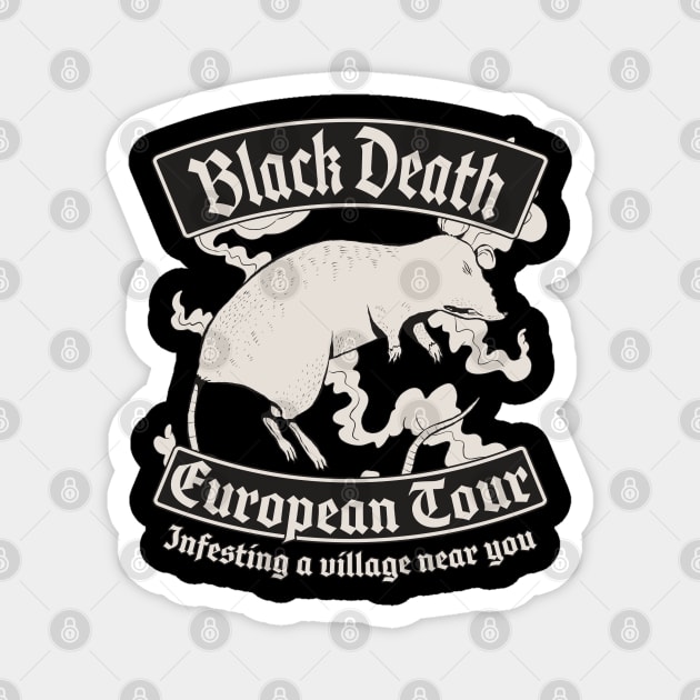 Funny Black Death European Tour Magnet by Emmi Fox Designs