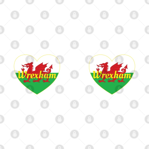 Wrexham Wales UK Wales Flag Heart by DPattonPD