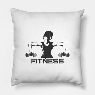 Woman with Dumbbell Fitness Club Design Pillow