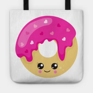 Kawaii Donut, Pink Donut, Doughnut, Icing, Hearts Tote