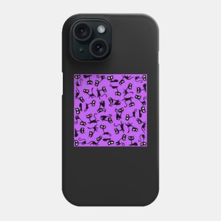 Retro Sassy Tiki Cats with Sparkles (grape version) Phone Case