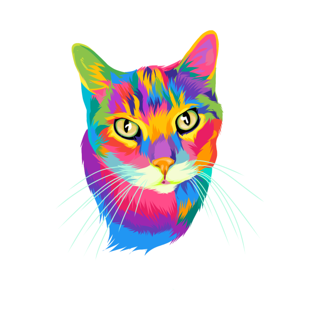 Colorful cat in abstract Cats TShirt TeePublic