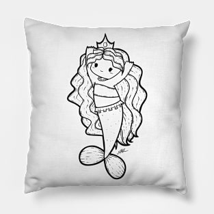 Cute Mermaid Illustration Pillow