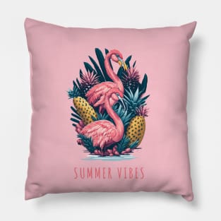 Flamingos and pineapples, flamingo Fling, Pineapple Paradise for Summer Vibes Pillow