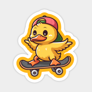 Duckling Ridding Skateboard Magnet