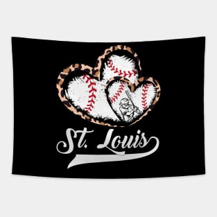 St. Louis, leopard, Twin hearts, baseball players, love baseball Tapestry