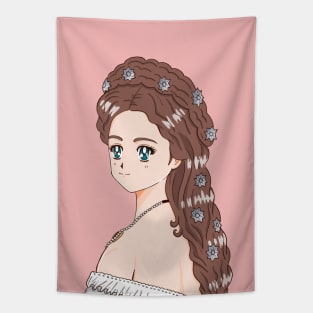 Cute Empress Elisabeth Sissi 90's Anime Style Tapestry