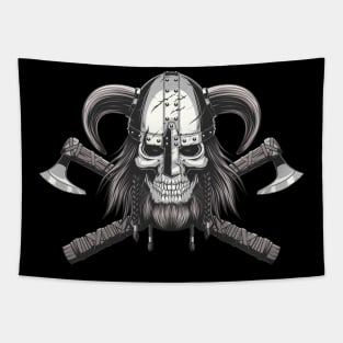 Viking Skull in Helmet and Crossed Axes Graphic Tapestry