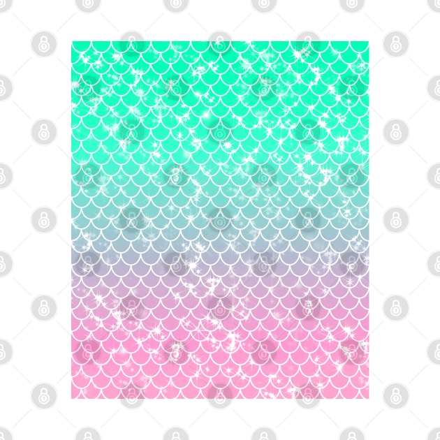 Pastel Turquoise and Pink Mermaid Pattern by julieerindesigns