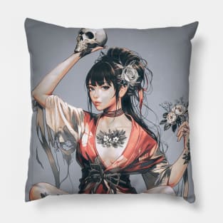 Geisha and skull 6604 Pillow