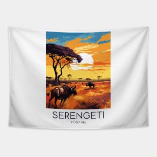 A Pop Art Travel Print of the Serengeti National Park - Tanzania Tapestry