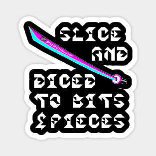 Slice And Diced To Bits and Pieces, v. Code Cyan Magenta Wht Text Magnet