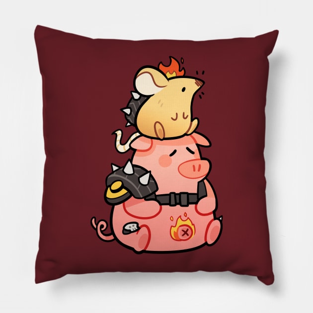 Junkrat N Roadhog Pillow by giraffalope