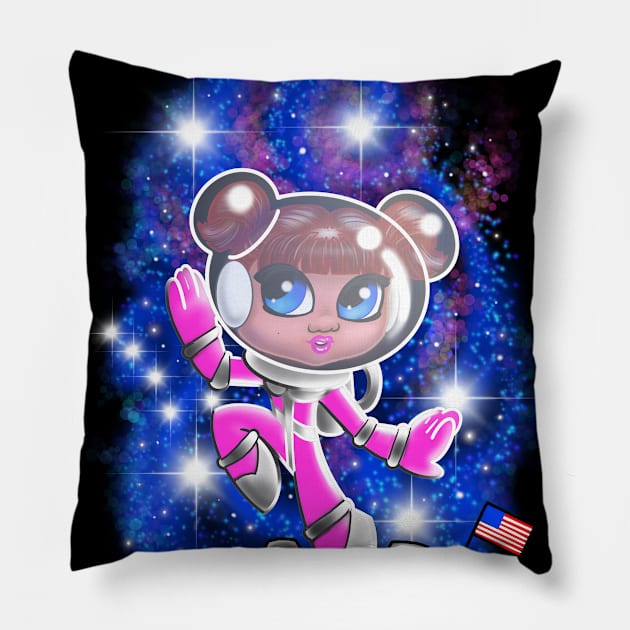 Going To The Moon Girls! Pillow by MetroInk