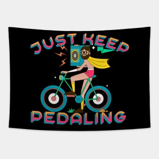 Retro Just keep Pedaling Tapestry