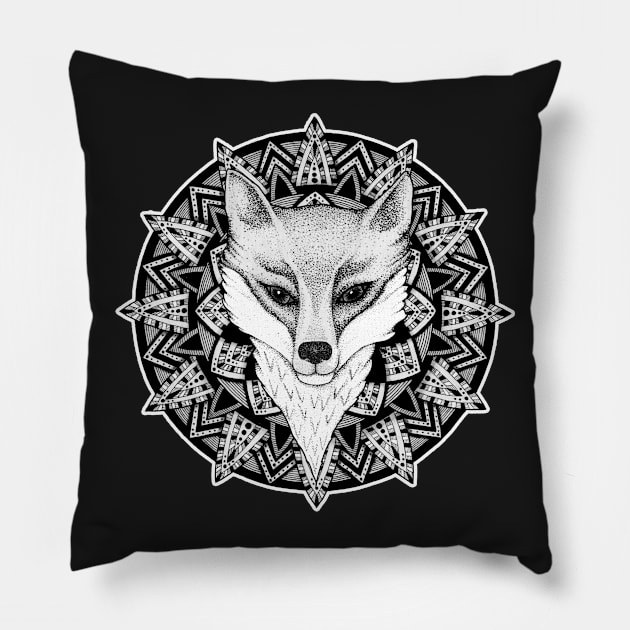 Fox Mandala Pillow by Litedawn