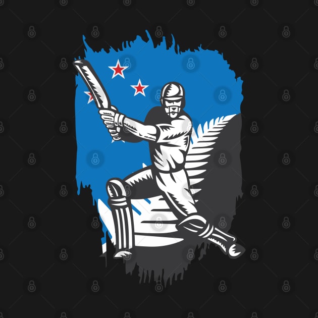 New Zealand Cricket Player Batsman Design by alltheprints