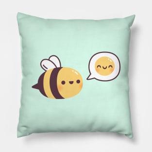 Cute Bee Be Happy Emoji Doodle Pillow