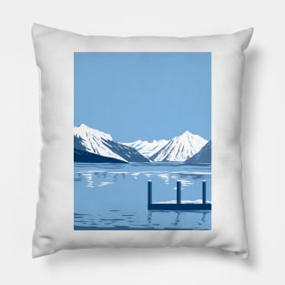 Lake McDonald in Winter in Glacier National Park Montana USA WPA Art Poster Pillow