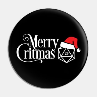 Merry Critmas Santa Hat D20 Pin