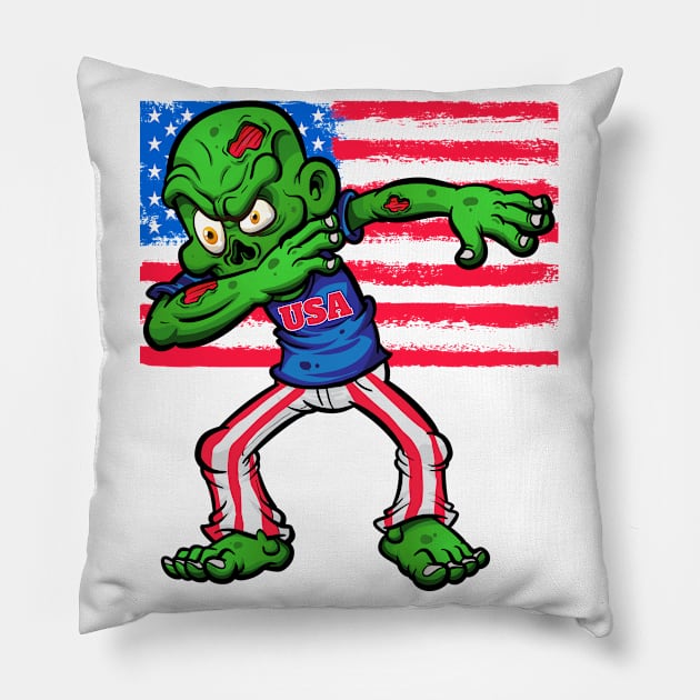 4th Of July Patriotic Zombie Pillow by Eyes4