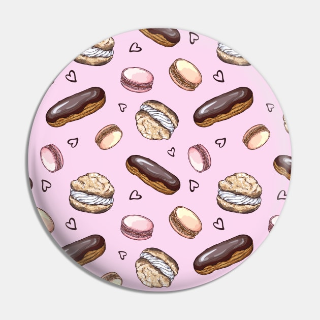 Bakery pattern, macarons, eclairs, muffins, mask, pink mask, pink face mask Pin by crocozen