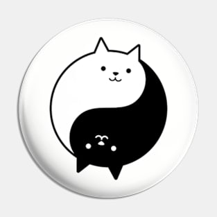 Cat Yin Yang Eastern Wisdom Religion - Chi Peaceful Black and White Cat Pin