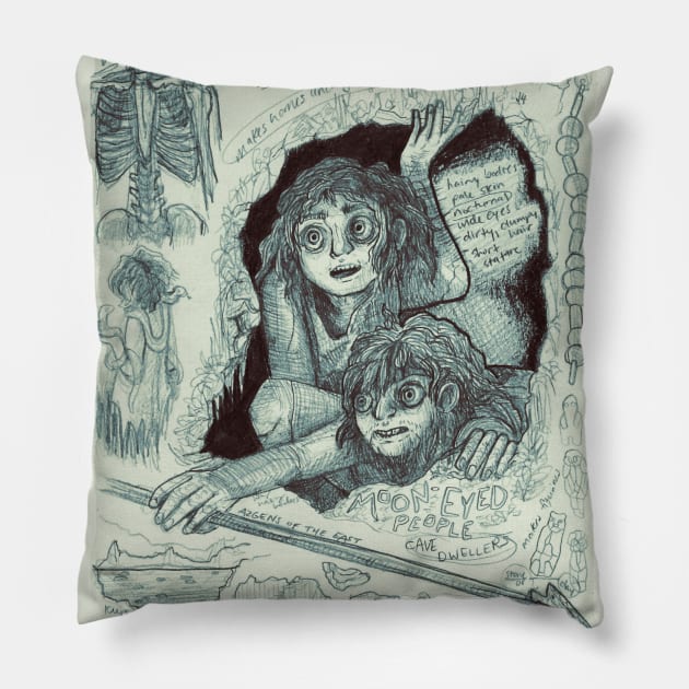 Moon-Eyed People Study Pillow by Ballyraven