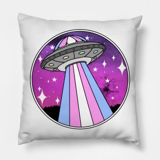 Trans pride UFO magenta/purple Pillow