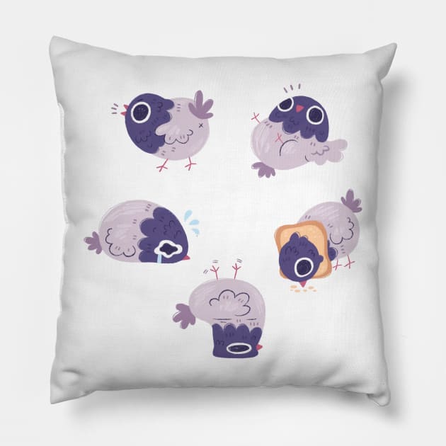 Silly Pigeons Pillow by Niamh Smith Illustrations