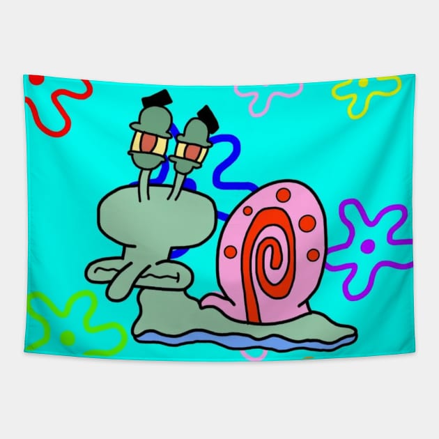 Squidward Snail Tapestry by mushriah333