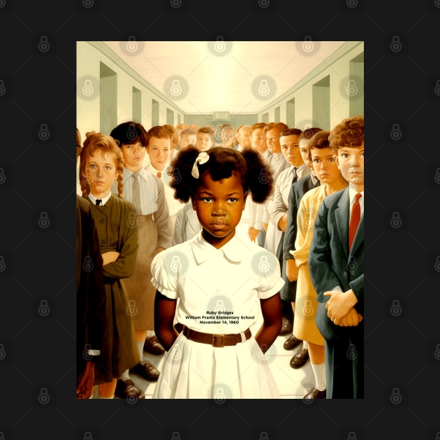 Black History Month: Ruby Bridges, William Frantz Elementary School November 14, 1960 on a Dark Background by Puff Sumo