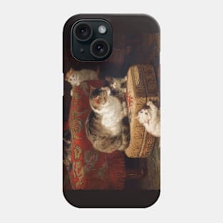 Study of Cat and her Kittens Phone Case