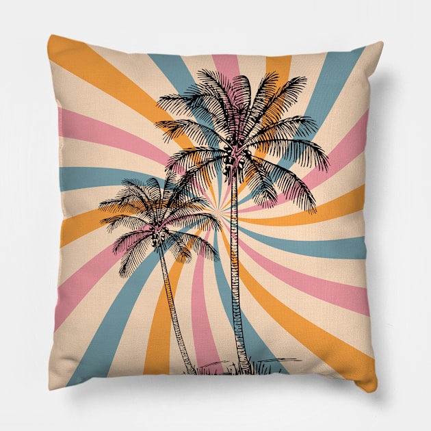 Coconut trees on vintage screen Pillow by Nano-none