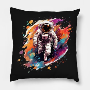 Colorful abstract astronaut watercolor Pillow