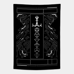 Geometric Polyhedral Dice Sword Futuristic Minimalist Tapestry