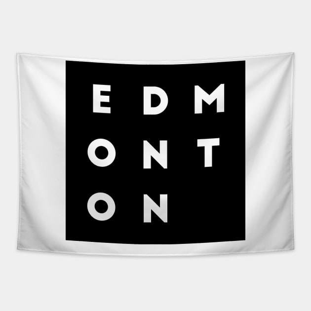 Edmonton | Black square, white letters | Canada Tapestry by Classical